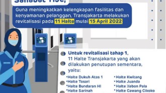 Transjakarta Tutup Sementara 11 Halte Untuk Direvitalisasi Mulai 15 April 2022