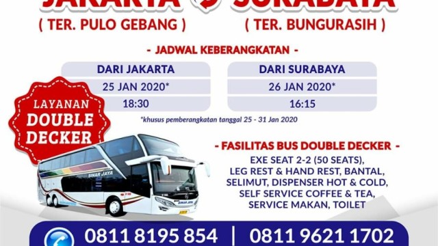 Sinar Jaya Operasikan Bus Tingkat Jakarta - Surabaya